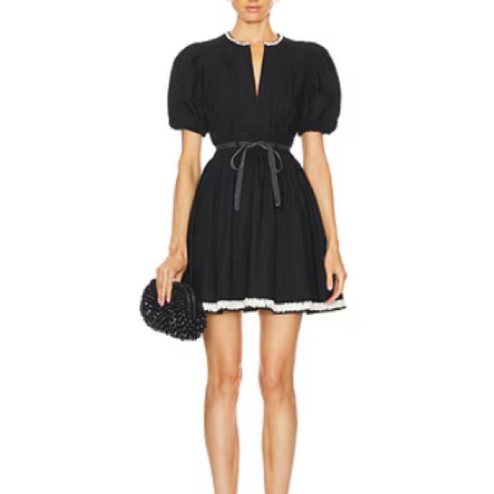 Ulla Johnson Wilda Dress Raven with White Trim Sz 4 NWT